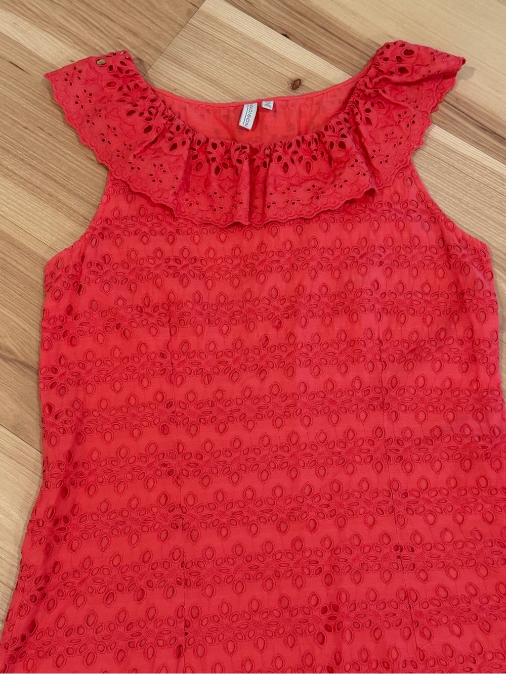 Madison Red Eyelet Ruffle Mini Dress - Picture 3 of 8